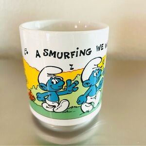 A Smurfing We Will Go" Smurf Mug. Vintage 8 oz Smurf Cup Collectable Mug